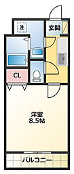 Freedom 1Kの間取図画像