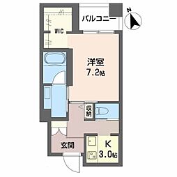 グレインコート 1Kの間取図画像