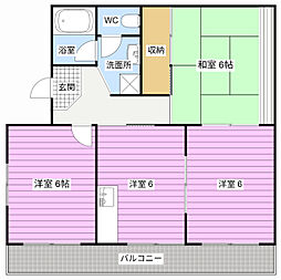 リバーサイド安松B 2LDKの間取図画像