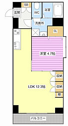 アップル第7マンション 1LDKの間取図画像