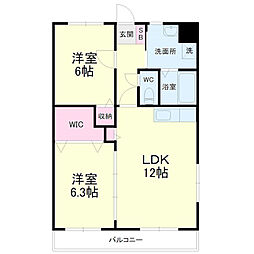 コパンポルテ 2LDKの間取図画像