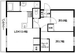 諏訪ハイツ 2LDKの間取図画像