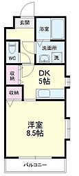 オリーブ住吉 1DKの間取図画像