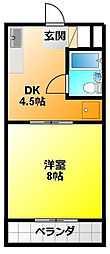 アプリコットハウス1 1DKの間取図画像