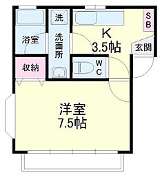 ラ・プリマヴェール 1Kの間取図画像