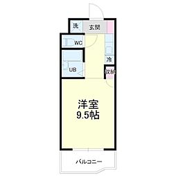 アップル第3マンション ワンルームの間取図画像