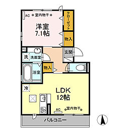 グリーンパーク早出 1LDKの間取図画像