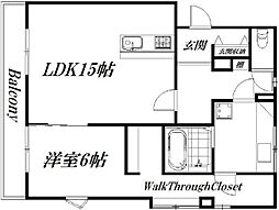 サニーハイツTOKAI 1LDKの間取図画像