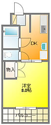 サントベルフォード 1DKの間取図画像