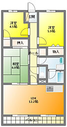 メゾンマロニエ 3LDKの間取図画像
