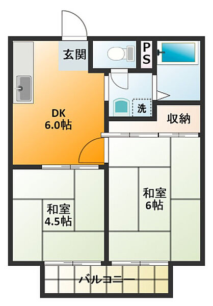 渡辺ハイツB 202｜静岡県浜松市中央区上島３丁目(賃貸アパート2DK・2階・35.91㎡)の写真 その2