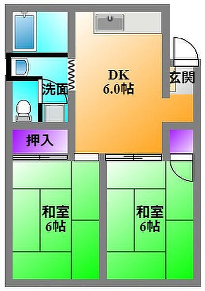 コーポことぶき 202｜静岡県浜松市中央区高林３丁目(賃貸アパート2DK・2階・38.88㎡)の写真 その2