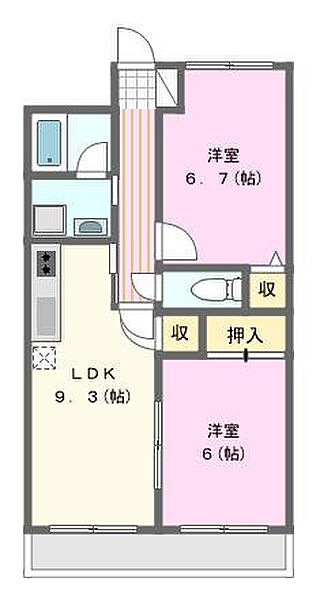 ピース1 304｜静岡県浜松市中央区市野町(賃貸マンション2LDK・3階・53.20㎡)の写真 その2