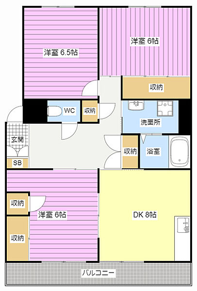 柔美和マンション蘭 201｜静岡県浜松市中央区三和町(賃貸マンション3DK・2階・71.04㎡)の写真 その2