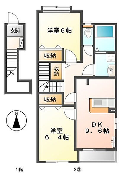 ウィング 202｜静岡県浜松市中央区白羽町(賃貸アパート2DK・2階・56.19㎡)の写真 その2