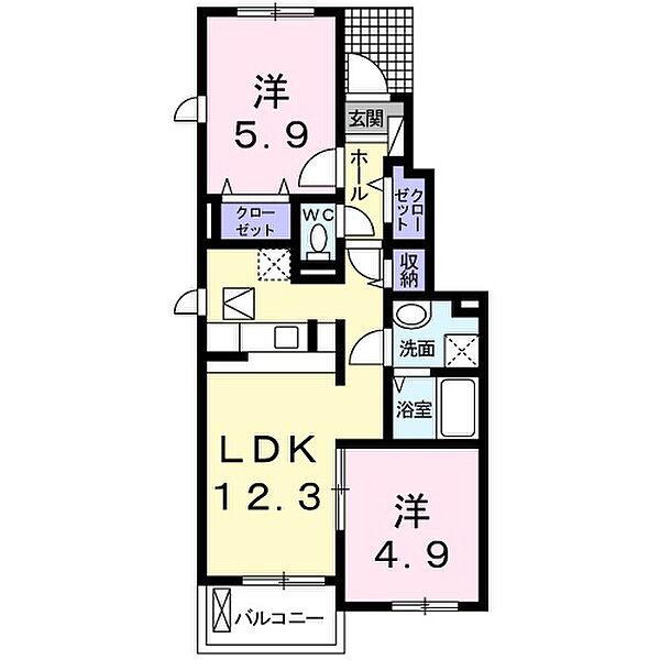 プランドールＣ 106｜静岡県浜松市中央区寺脇町(賃貸アパート2LDK・1階・51.90㎡)の写真 その2