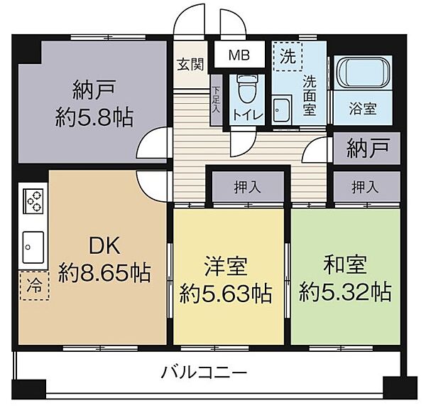 クレール野口 403｜静岡県浜松市中央区野口町(賃貸アパート2SDK・4階・61.74㎡)の写真 その2