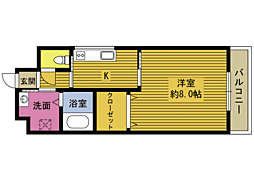 サニーサイド21 1Kの間取図画像