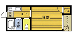 コンフォータブル1 1Kの間取図画像