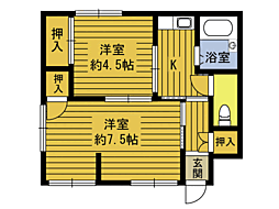 コーポ上人 2Kの間取図画像