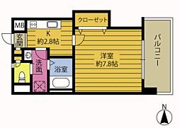 B-stage 1Kの間取図画像