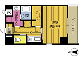 仮称)餅ケ浜マンション 1Kの間取図画像
