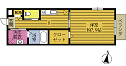 Nikori亀川 1Kの間取図画像