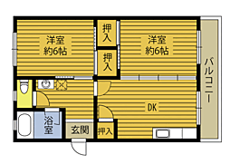 九殖ビル 2DKの間取図画像