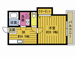 オーシャンヒルG 1DKの間取図画像