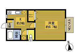 エスポワール安岐3 1Kの間取図画像