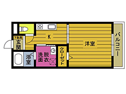 ヴァルト杵築1 1Kの間取図画像