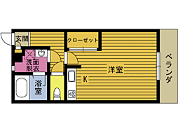 ビーダグラシアス3 ワンルームの間取図画像