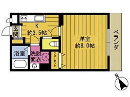 ウエストコート安岐2 1Kの間取図画像