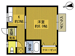 エクレール7 1Kの間取図画像