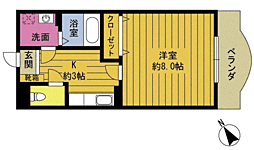 ウエストコート安岐 1Kの間取図画像