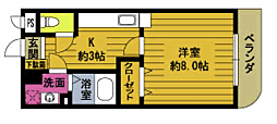 ウエストコート中ノ原2 1Kの間取図画像