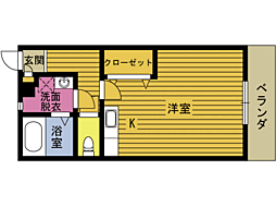 ビーダグラシアス1 ワンルームの間取図画像