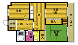 安岐バイパスビル 3DKの間取図画像