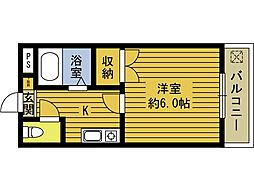 フローレンス上野 1Kの間取図画像