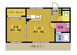 システムハウス 1LDKの間取図画像