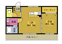 システムハウス 1LDKの間取図画像