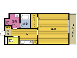 ウイングロード大道 1Kの間取図画像