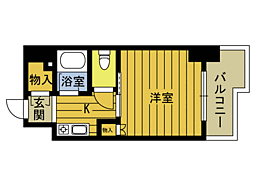 ベルエール大在 1Kの間取図画像