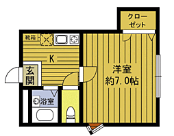 アビタシオン 1Kの間取図画像