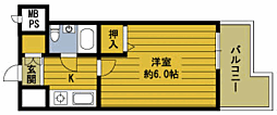ベルエール大在 1Kの間取図画像