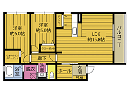 WINDOMルミナス 2LDKの間取図画像