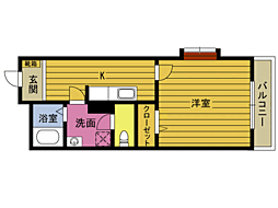 サニーガーデン 1Kの間取図画像