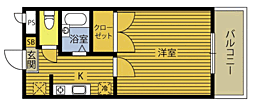 エスポアールゆき2 1Kの間取図画像