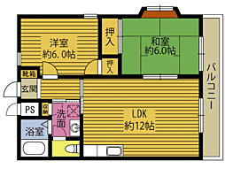 ルグランシェール津留 2LDKの間取図画像