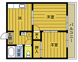 グリーンビル萩原 2DKの間取図画像